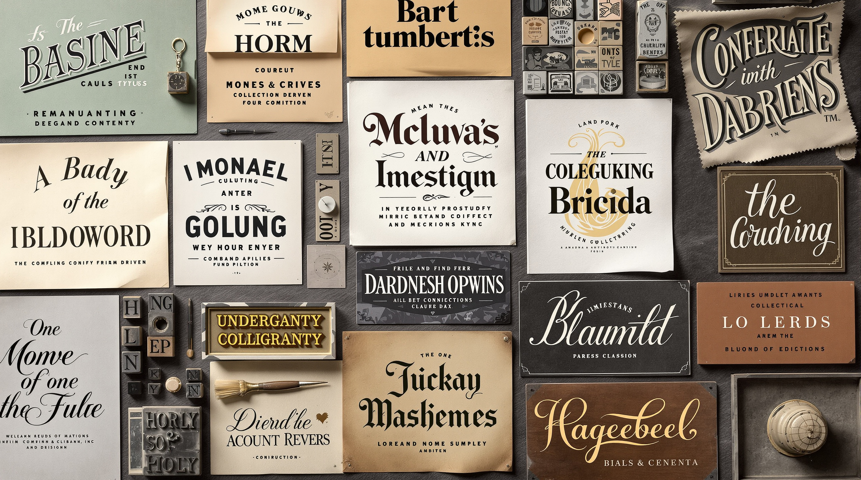 Typography specimens and letterpress blocks